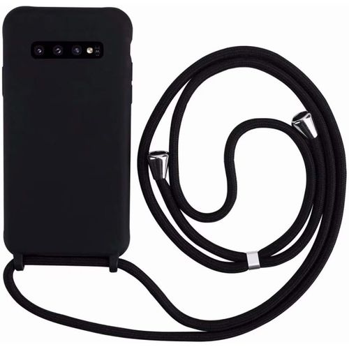 Coque Avec Collier Compatible Avec Samsung Galaxy S10e,Tour De Cou Lani¿¿Re En Corde Pendentif Housse,Silicone Souple Noir