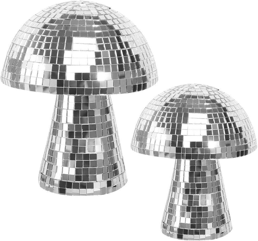 Boule Disco Champignon Miroir, 2pcs Boule à Facette Miroir, Disco