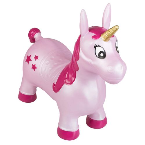 Idena- Cheval Sauteur Licorne Rose Avec Étoiles Pompe Air Charge Maximale De 50 Kg Parfait Pour L Intérieur Et L Extérieur Dans Le Parc Ou La Cr Che Environ 59 X 23 X 53 Cm 40133