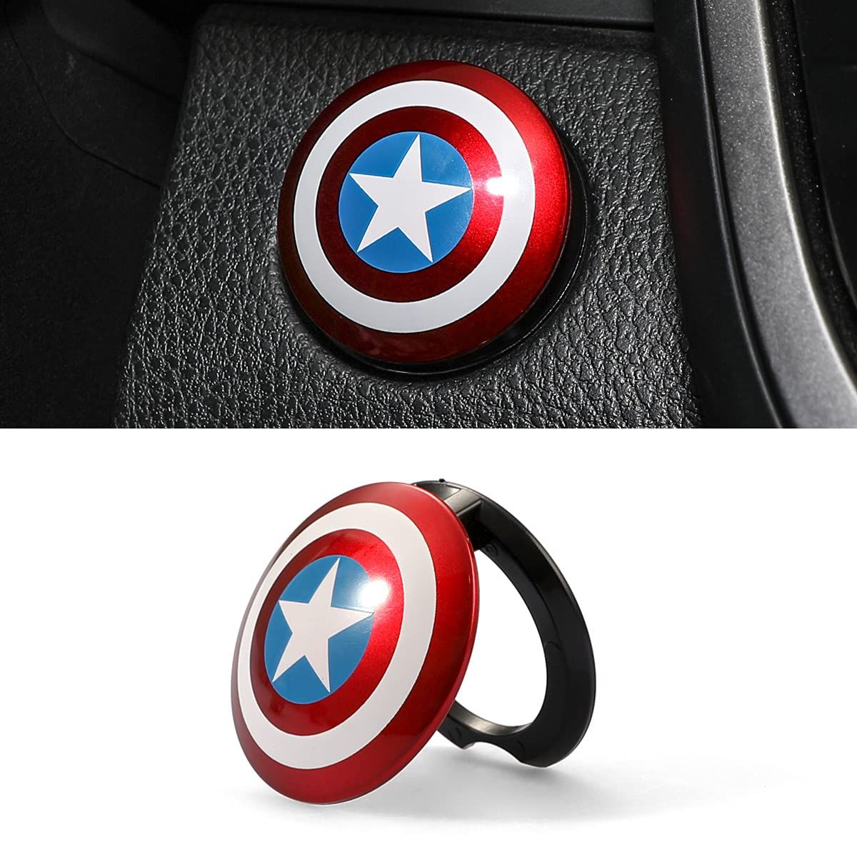 BEO Couvercle de bouton de démarrage de moteur de voiture ABS General  Motors interrupteur d'allumage revêtement d'habillage Captain America  anneau de démarrage automatique