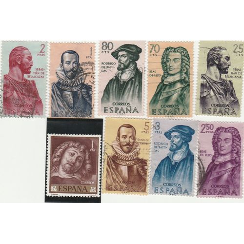 9 Timbres D'espagne Emis En 1961 Et 1962