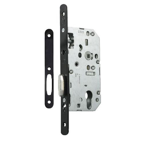 Serrure à larder D454 Clé I Axe 50mm bout rond finition noir avec gâche - VACHETTE - 22694000