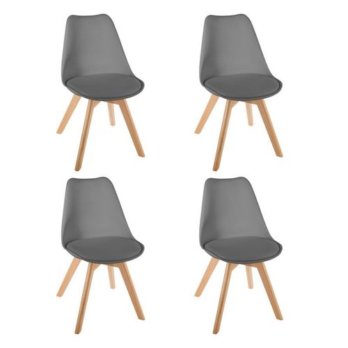 Lot De 4 Chaises Scandinave "Baya" 81cm Gris