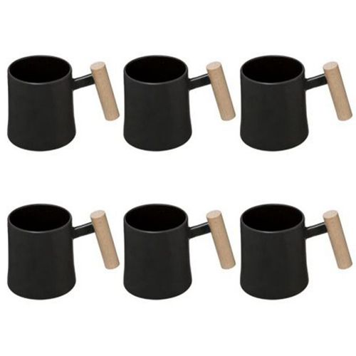 Lot De 6 Mugs Design "Tribecart" 37cl Noir