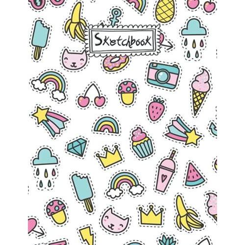 Sketchbook: Cute Art Ice Cream Sketchbook Blank Paper Journal For Drawing, Writing, Sketching, Wide Papers 8.5 X 11 Inc - 120 Pages .