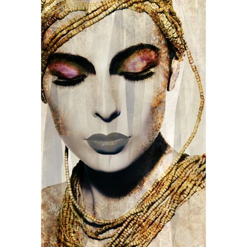 Tableau sur verre synthétique femme avec des bijoux 80x120 cm