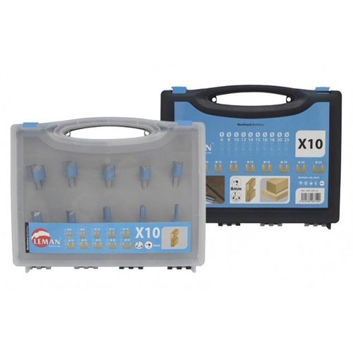 Coffret de 10 mèches droites carbure avec coupe frontale ISOCELE 428-700-10