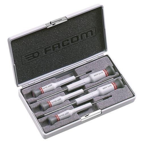 Coffret de 5 tournevis de précision Microtech FACOM AEF.J1PB (4 plats + 1 cruciforme)