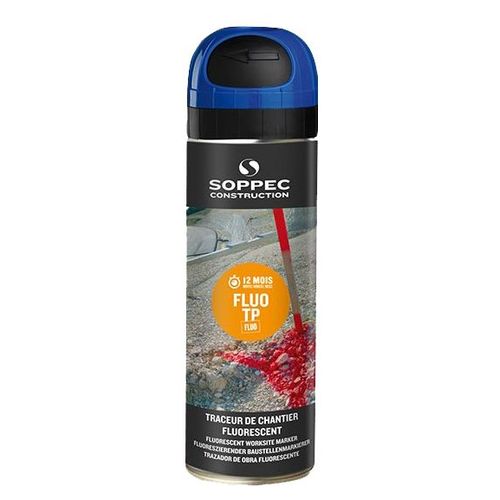 Traceur de chantier fluorescent FLUO TP 500 ml de couleur Bleu - 141519O - Soppec