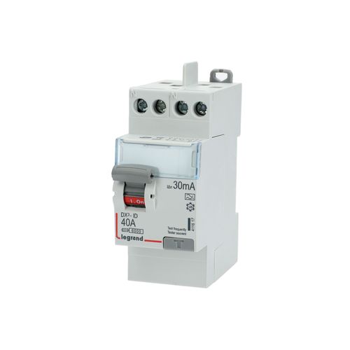 Interrupteur différentiel bipolaire DX³-ID protection tête de groupe - arrivée haut/départ haut - A, 2, Vis/vis, 40