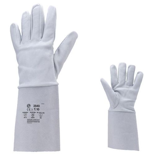 LOT DE 10 PAIRES DE GANTS SOUDEUR ARGON TOUT FLEUR D AGNEAU MANCHETTE 15CM 2540 DE EUROTECHNIQUE