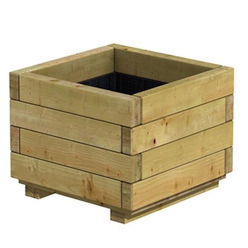 Bac Carré En Bois Épicéa Pot 40 X 40 X 32cm - Traité Contre Les Fongicides