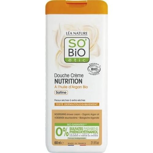 Crème De Douche - So'bio Etic - Nutrition - Huile D'argan Bio - Peaux Sèches - Sans Sulfates 