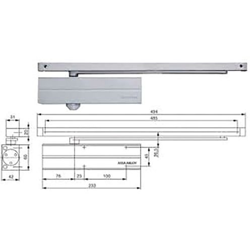 Bras compas seul - pour ferme-porte DC 140 et DC 200 - argent VACHETTE