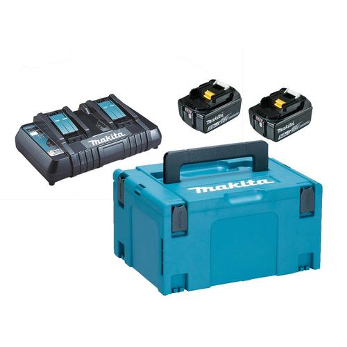 Pack Énergie MAKITA 197629-2 18V Li-Ion (2 batteries 5,0 Ah + 1 chargeur double) avec coffret MAKPAC