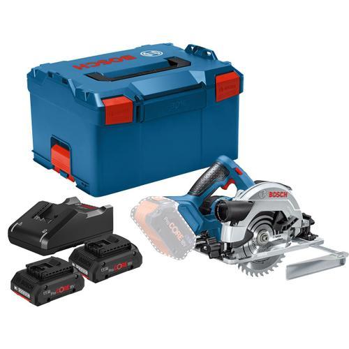 Scie circulaire sans fil Bosch GKS 18V-57 G + 2 batteries ProCORE18V + chargeur GAL 18V-40 + L-BOXX