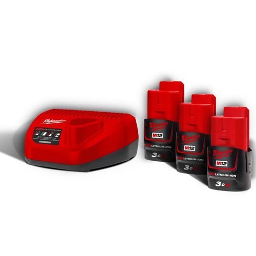 Pack de 3 batteries NRJ Milwaukee M12 3.0Ah - Chargeur 4933459207