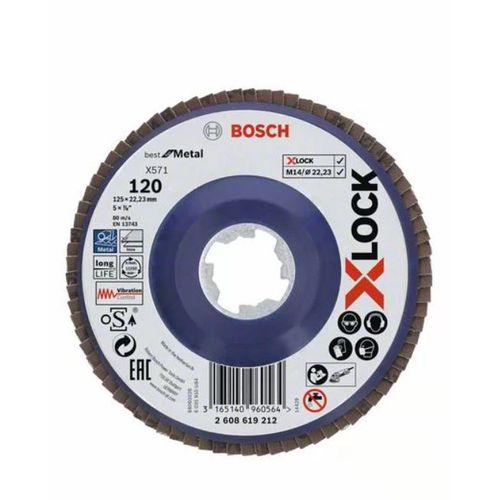 Disque à lamelles pour métal 125 mm à moyeu plat - grain 120 - X-lock BOSCH