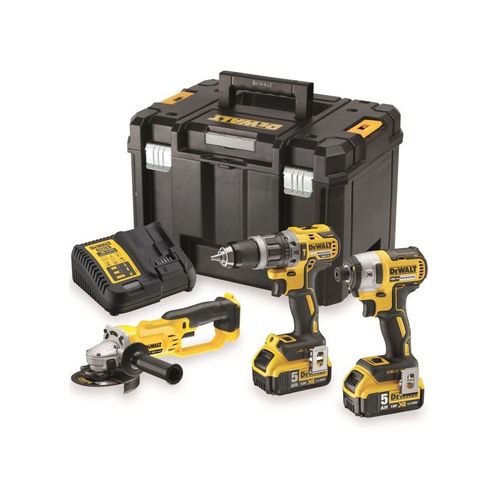 DeWalt - Kit de 3 outils perceuse visseuse à percussion, meuleuse et visseuse à chocs - DCK383P2T