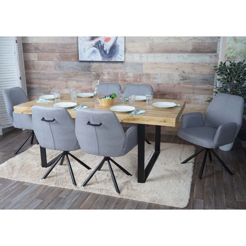 Lot De 6 Chaises De Salle À Manger Hwc-H71, Chaise De Cuisine, Chaise Pivotante Auto-Position Tissu/Textile Acier   Gris Clair