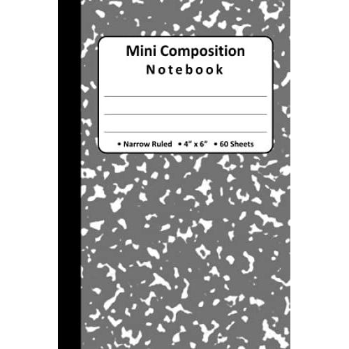 Mini Composition Notebooks: Narrow Ruled Mini Comp Books, Lined Journal Notebook For Kids, College Students, Small Pocket Size 6.0 X 4.0 In, 60 Sheets / 120 Pages - Marble Grey Cover