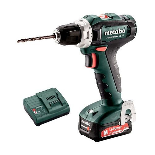 Metabo PowerMaxx BS 12 Perceuse-visseuse sans fil, Batterie (12 V/2,0 Ah), Chargeur SC 30 - 601036000