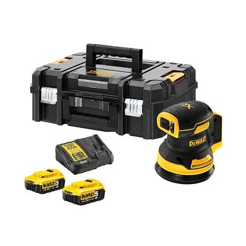 Ponceuse excentrique XR 18V 125 mm Brushless DEWALT - 2 batteries 5.0Ah + coffret TSTAK - sans chargeur - DCW210P2-QW