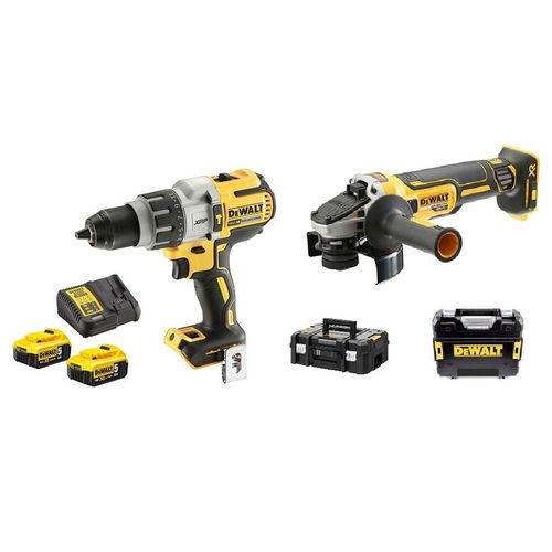 Pack 2 outils 18V (DCD996 - DCG405) + 2 batteries 5Ah + chargeur + coffret TSTAK - DEWALT - DCK2090P2T