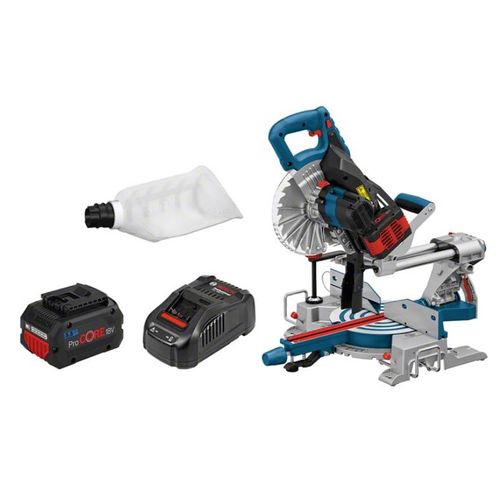 Bosch Professional Scie à onglets sans-fil BITURBO GCM 18V-216, 2 x Batteries 5.5Ah, Chargeur - 0601B41002