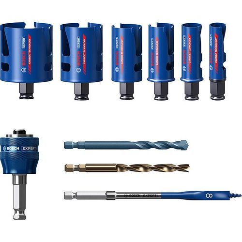 Bosch Coffret de 10 scies trépans EXPERT Construction Material, 20/25/32/38/51/64 mm - 2608900490