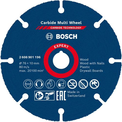 Bosch 2608901196 - EXPERT Disque à tronçonner carbure Multi Wheel, 76 x 1 x 10 mm