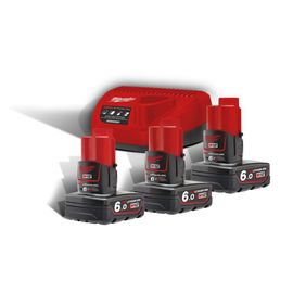 Pack de 3 batteries NRJ Milwaukee M12 6.0Ah - Chargeur 4933459208
