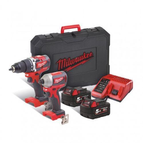 Pack de 2 machines M18 CBLPP2B-502C Perceuse-visseuse M18 CBLDD-0 + Visseuse à chocs M18 CBLID-0 + 2 batteries MILWAUKEE 4933464718