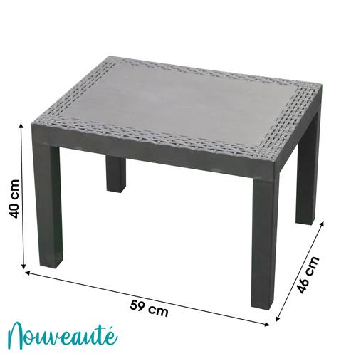 Table Basse Jack Effet Rotin Anthracite