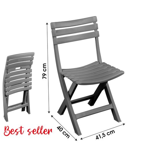 Chaise Picnic Chaise Pique Nique Chaise De Camping Chaise De Balcon Chaise De Bistro Chaise Pliable Chaise De Jardin Pliable Birki Gris Anthracite 41,5x40xh79cm Le Plastik