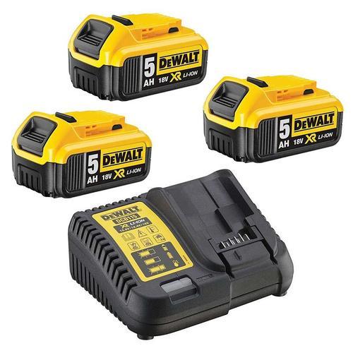 Pack de batteries DEWALT 18V 5.0Ah Li-Ion - 3 batteries + Chargeur - DCB115P3