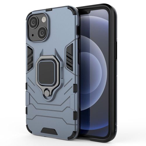 Saturcase Coque Pour Apple Iphone 13 Mini 5.4, Bague Béquille Hybride 2 En 1 [Pc & Silicone] Double Couche Pare-Chocs Antichoc Protecteur Housse Étui Coque Pour Apple Iphone 13 Mini 5.4 (Bleu Marine)