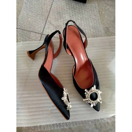 Injsatin-Escarpins Bleus Pour Femmes,Chaussures À Talons Hauts En Cristal Biscuits,Sandales De Mariage À Enfiler,Grande Taille 41 42