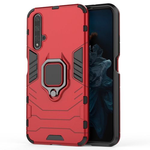 Saturcase Coque Pour Huawei Nova 5t / Honor 20, Bague Béquille Hybride 2 En 1 [Pc & Silicone] Double Couche Pare-Chocs Antichoc Protecteur Housse Étui Coque Pour Huawei Nova 5t / Honor 20 (Rouge)