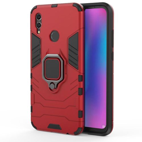 Saturcase Coque Pour Huawei Honor 10 Lite, Bague Béquille Hybride 2 En 1 [Pc & Silicone] Double Couche Pare-Chocs Antichoc Protecteur Housse Étui Coque Pour Huawei Honor 10 Lite (Rouge)