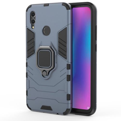 Saturcase Coque Pour Huawei Honor 10 Lite, Bague Béquille Hybride 2 En 1 [Pc & Silicone] Double Couche Pare-Chocs Antichoc Protecteur Housse Étui Coque Pour Huawei Honor 10 Lite (Bleu Marine)