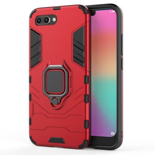 Saturcase Coque Pour Huawei Honor 10, Bague Béquille Hybride 2 En 1 [Pc & Silicone] Double Couche Pare-Chocs Antichoc Protecteur Housse Étui Coque Pour Huawei Honor 10 (Rouge)