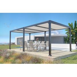 sweeek - Pergola Bioclimatique 4x3, aluminium, coloris bois, lames  orientables