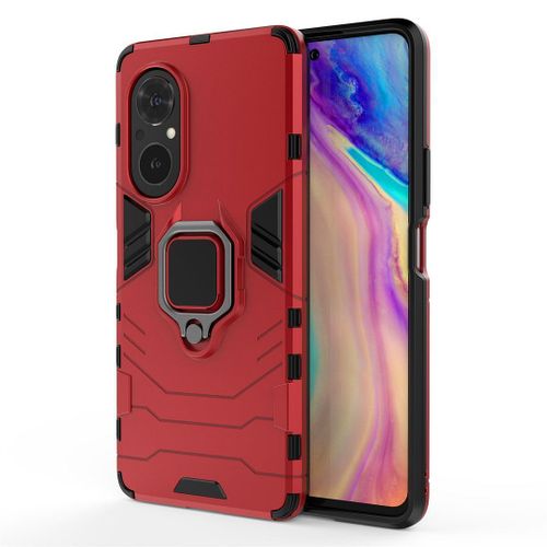 Saturcase Coque Pour Huawei Nova 9 Se / Honor 50 Se, Bague Béquille Hybride 2 En 1 [Pc & Silicone] Double Couche Pare-Chocs Antichoc Protecteur Housse Étui Coque Pour Huawei Nova 9 Se / Honor 50 Se (Rouge)