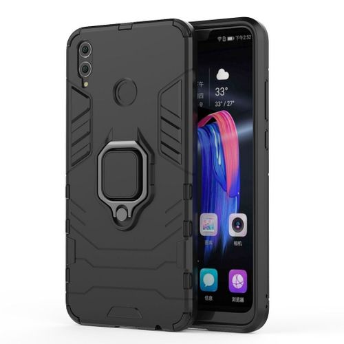 Saturcase Coque Pour Huawei Honor 8x, Bague Béquille Hybride 2 En 1 [Pc & Silicone] Double Couche Pare-Chocs Antichoc Protecteur Housse Étui Coque Pour Huawei Honor 8x (Noir)