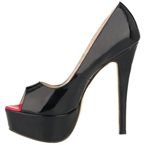 Chaussures Escarpins Sexy Plateforme Et Bout Ouvert Pour Femmeschaussures Talons Aiguilles En Cuir Verni Super Hauts De 14cmde Couleur Rougepour Mariage