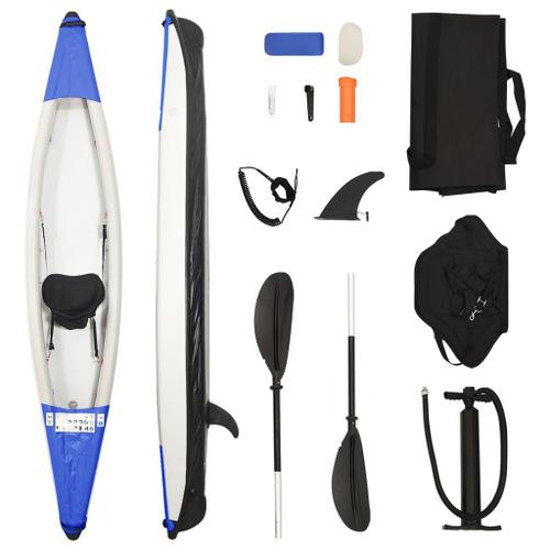 Vidaxl Kayak Gonflable Bleu 375x72x31 Cm Polyester