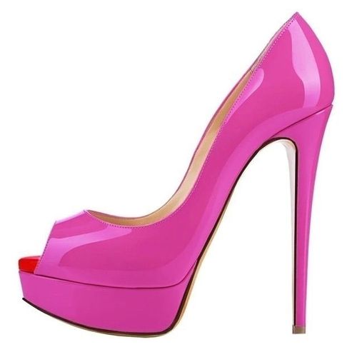 Chaussures Escarpins Sexy Plateforme Et Bout Ouvert Pour Femmeschaussures Talons Aiguilles En Cuir Verni Super Hauts De 14cmde Couleur Rougepour Mariage