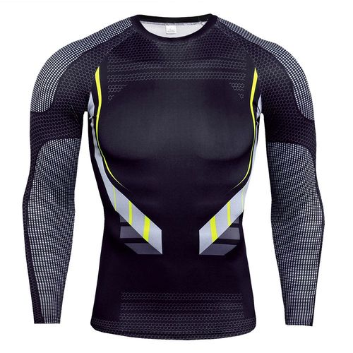 Smile Hero-Chemise De Compression À Manches Longues Pour Hommes,Haut De Fitness,Sous-Vêtements D'entraînement,Vêtements Assiste,Course À Pied,Musculation