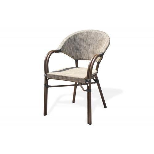 Fauteuil De Jardin Empilable Ushuaïa Dcb Garden Aluminium Et Textilène Lin L 56 X P 60 X H 85 Cm